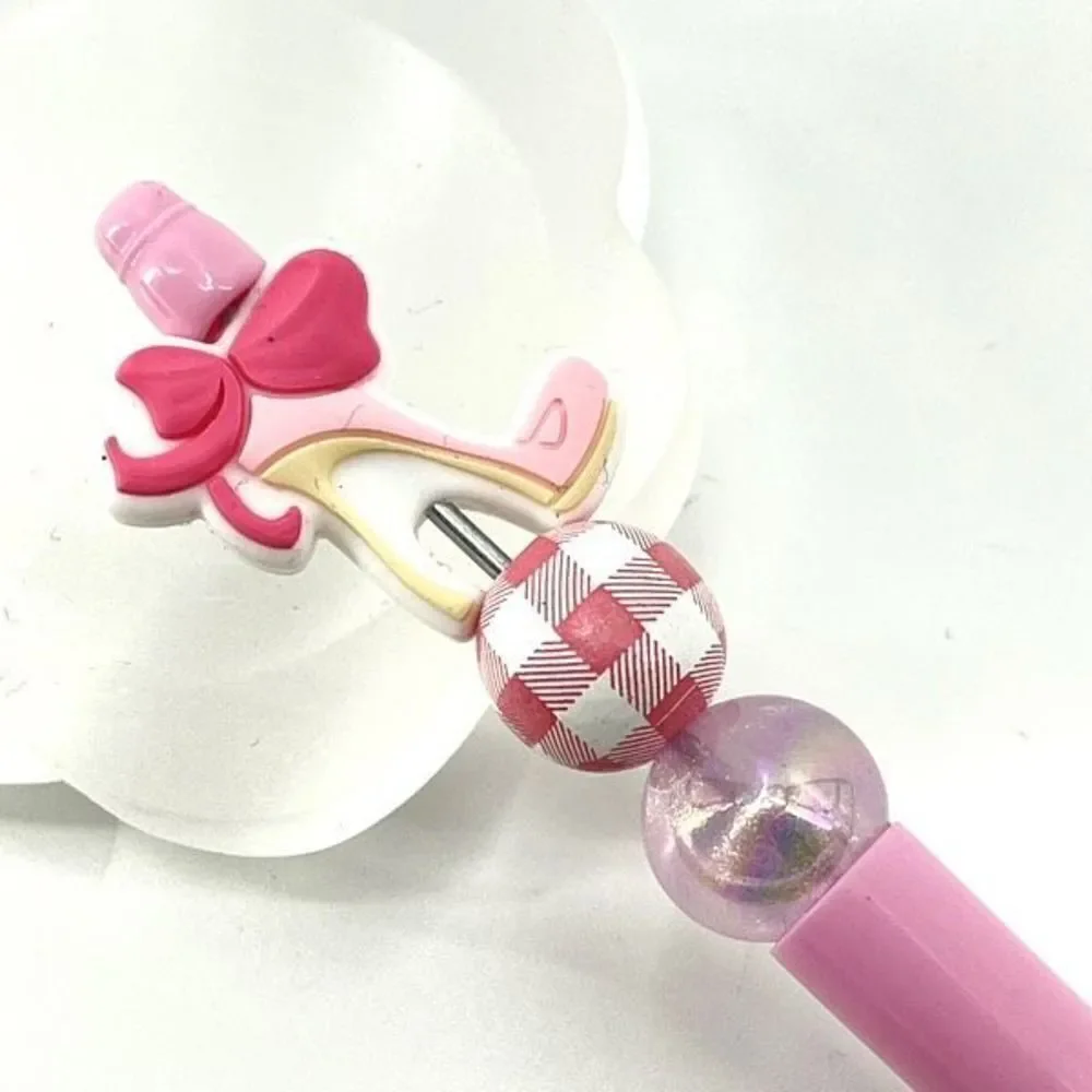 High heel bow Barbiecore handmade pen NEW beads rhinestone bling hot pink shoes